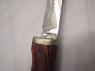 VINTAGE SHARP DF 40 KNIFE W/ LEATHER BELT SHEATH WOOD HANDLE HUNTING 