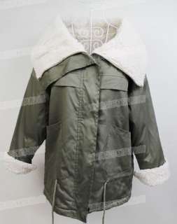 2011 NEW warm Women Winter outwear jacket coat w/ whole white faux fur 
