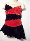   Black Red CRYSTALS Ice Figure Skating Competition Dress CHILD 8 CH 8