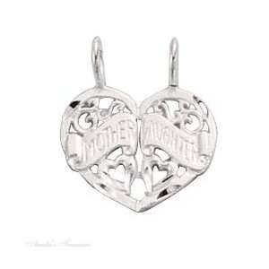   Silver MOTHER DAUGHTER Two Piece Shareable Heart Pendant Jewelry