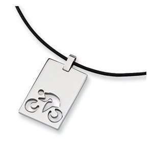    Stainless Steel Leather Cord Cut Out Necklace SRN137 18: Jewelry