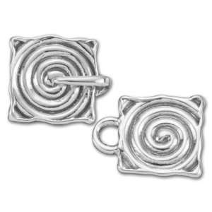   Silver Square Spiral Design Hook and Eye Clasp Arts, Crafts & Sewing