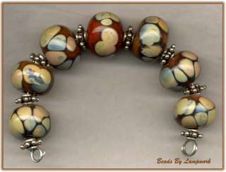 Brown And Raku Lampwork Beads Handmde Glass Bead Set  