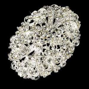 Elegant Crystal Oval Bridal Brooch Pin Hair Clip: Jewelry