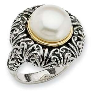   Sterling Silver and 14k 12mm Freshwater Cultured Pearl Ring Jewelry