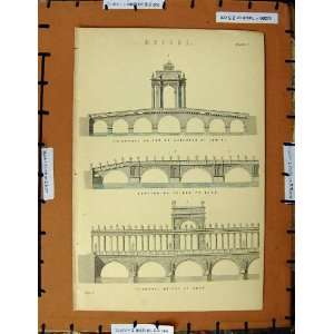  Antique Print C1800 1870 Bridge Rimini Rome Augustus