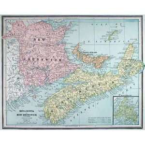  Cram 1888 Antique Map of New Brunswick & Nova Scotia 