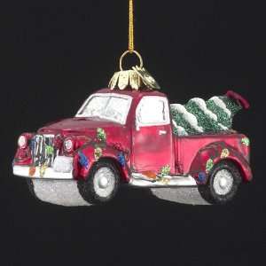   Glass Blown Festive Trucks with Christmas Tree Ornaments 4 by Gordon