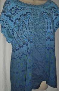 NEW Anthropologie Unity retro Blue cotton top sz XL  