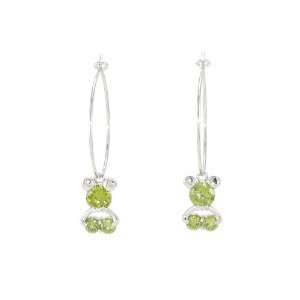  Crystal Teddy Bear Drop Earrings (Green): Jewelry