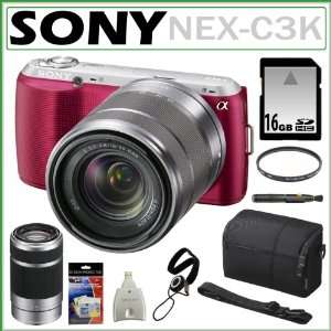 Compact Interchangeable Lens Digital Camera in Pink with Sony SEL1855 