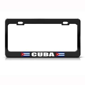  Cuba Cuban Flag Black Country Metal license plate frame 