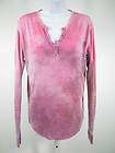 NWT CUT CUTE Hot Pink Ombre Long Sleeve Henley Shirt Top Sz L  
