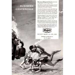  1957 Ad Mobil Oil Company SCUBA Divers Search for Oil 