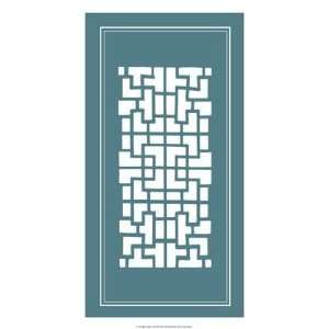 Shoji Screen In Teal III by Vision Studio. size 12.5 inches width by 