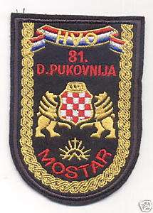 CROATIA ARMY  HVO / 81.HOMELAND REGIMENT, MOSTAR, patch  