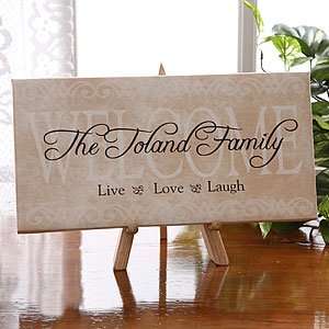  Live, Laugh, Love Personalized Canvas Art Welcome Sign: Home & Kitchen