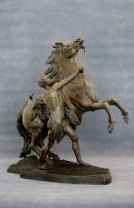 MONUMENTAL C1850 FRENCH BRONZE OF HORSE & RIDER BY COUSTOU 24 INCHES 