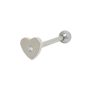  Barbell Tongue Ring Surgical Steel with Flat Head Jeweled 