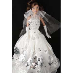   Wedding Dress, Handmade to Fit the Barbie Sized Doll: Toys & Games
