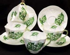 Shelley Dainty SET of 4 Lily of the Valley Tea cup and saucer  
