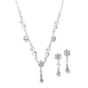  Dainty Daisies Crystal Necklace Earring Set Jewelry