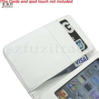 White Wallet Leather Case Pouch Cover For Apple iPod touch 4 4G 4th 