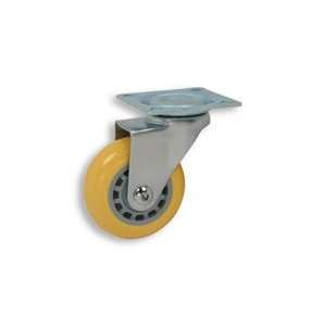 Cool Casters   Solid Skate Wheel Caster, Yellow Wheel, Satin Chrome 