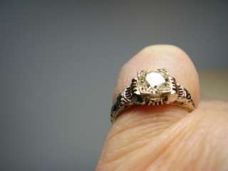 Estate 3/4 CWT 18K White Gold Solitaire Diamond Ring  