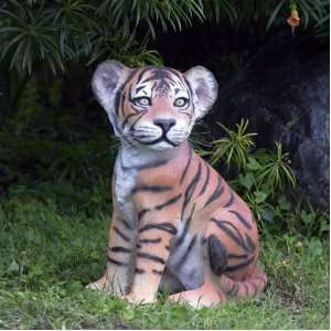  21.5 Indian Wildlife Tiger Feline Cub Statue Sculpture 