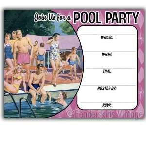  Retro 50s Pool Party Invitations