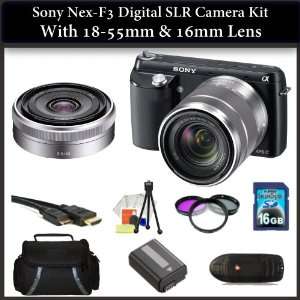  Sony NEX F3 Digital SLR Camera Kit with 18 55mm & 16mm 