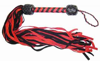 Heavy Black Suede Bull Leather Whip Flogger Gothic  