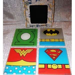  DC Comics Set of 4 Superhero Characters Glass Boxed 