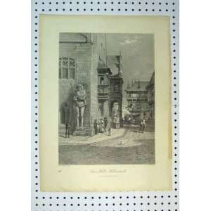  C1864 Street Scene Town Hall Halberstadt Old Print: Home 
