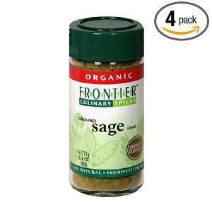 Frontier Organic Sage Leaf, Ground, 0.8 Ounce Container (Pack of 4 