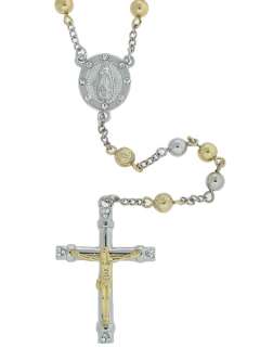ROSARY TWO TONE GOLD SILVER HIP HOP JESUS CROSS RT4  