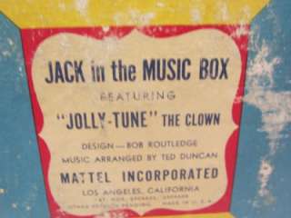 Jack in Box MATTEL 1950s Routledge JOLLY TUNE Clown  