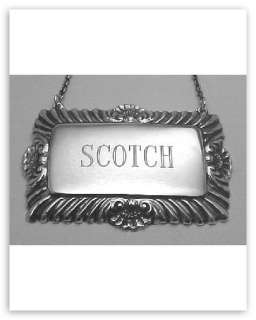 Scotch Liquor Decanter Label / Tag   Sterling Silver  