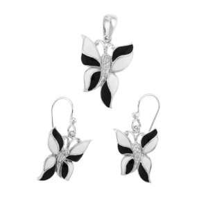  Butterfly Earrings and Pendant Set   Sterling Silver 