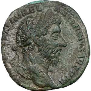 MARCUS AURELIUS 163AD Sestertius BIG Ancient Roman Coin Salus Health 