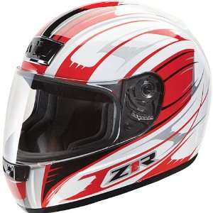 Z1R Phantom Avenger Adult Street Racing Motorcycle Helmet   White/Red 