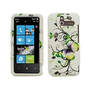 Black Flower Green Butterfly Rubber Coating Hard Case Cover Faceplate 