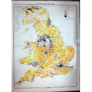  MAP 1891 PLAN DENSITY POPULATION ENGLAND WALES ISLE MAN 