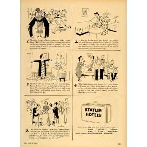  1949 Ad Statler Hotel Tony Barlow Cartoon Mother in Law 