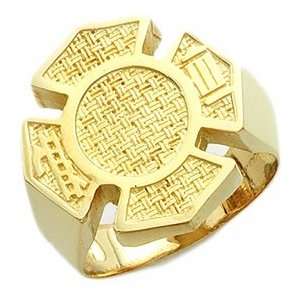   : Mens 10k Yellow Gold Fireman Firefighter Ring (Size 10.5): Jewelry
