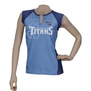   Titans Womens Reebok Two Toned Split Neck T Shirt