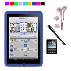   Case for Apple iPad + Black Stylus + Pink Earphones + Screen Protector