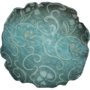  Teal Floral Round Pillow 18