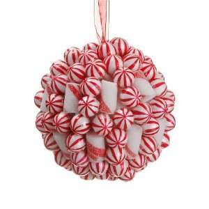  5.5 Peppermint Candy Ball Ornament Red White (Pack of 12 